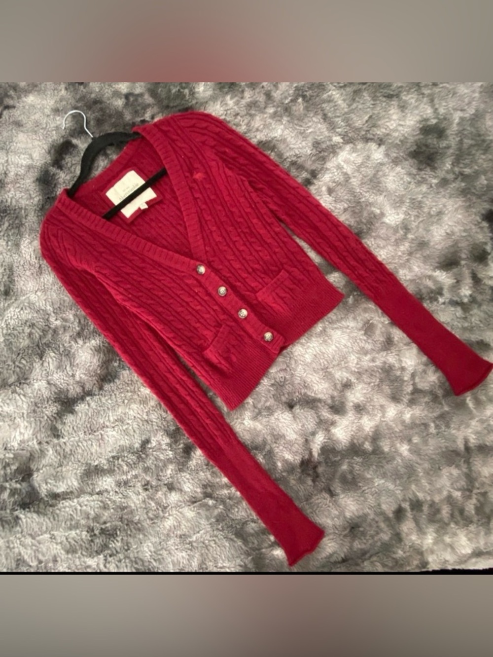 Vintage Abercrombie & Fitch Cable-Knit V-Neck Cardigan Rare! small medium
